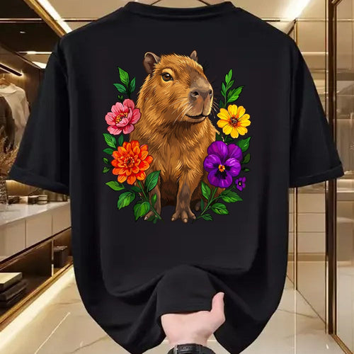 Cute Capybara Shirt, Funny Capybara Unisex T-Shirt/Hoodie/Sweatshirt HLT00 - Cute Capybara Floral T-Shirt