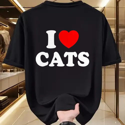 Cat Love Shirt, Funny Cat Lover Gift UnisexT-Shirt/Hoodie/Sweatshirt HLT00 - I Love Cats I Heart Cats T-Shirt, Men, Black, Small
