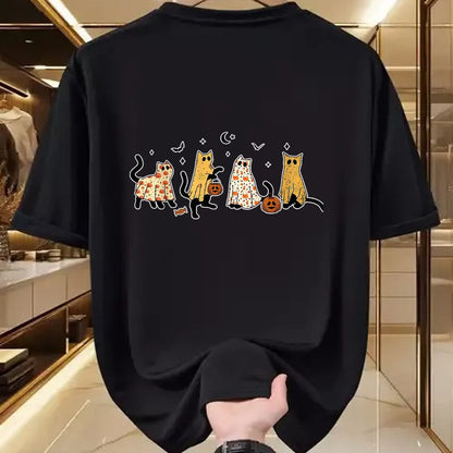 Cat Love Shirt, Funny Cat Lover Gift UnisexT-Shirt/Hoodie/Sweatshirt HLT00 - Cute Black Cats in Ghost Costume Women and Men Halloween T-Shirt, Women, Black, Medium