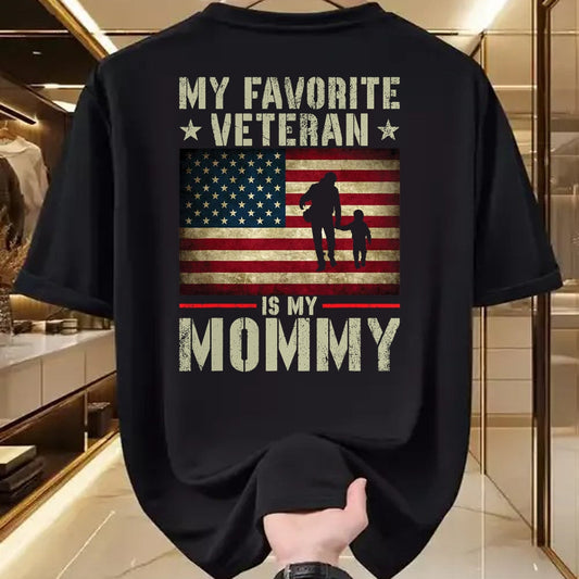 Proud Veteran Shirt, Funny Veteran UnisexT-Shirt/Hoodie/Sweatshirt HLT00 - My Favorite Veteran is My Mommy American Flag Veteran Day Women Kids Men T-Shirt