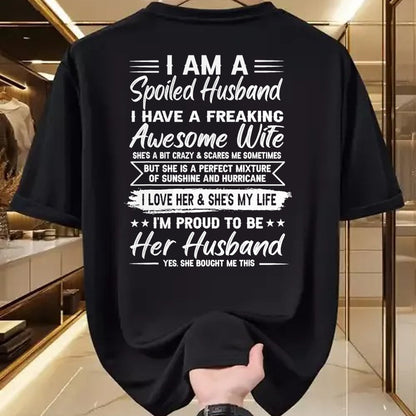 Best Husband Shirt, Wife and Husband Unisex T-Shirt/Hoodie/Sweatshirt HLT00 - I Am A Spoiled Husband I Have A Freaking Awesome Wife T-Shirt (2)