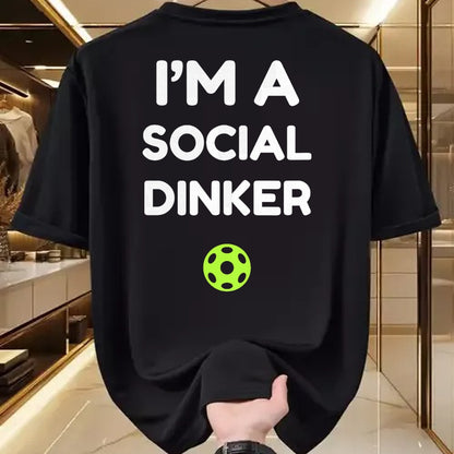 Funny Pickleball Shirt, Pickleball Lover Unisex T-Shirt/Hoodie/Sweatshirt HLT00 - I'm A Social Dinker Pickleball Ball Graphic T-Shirt