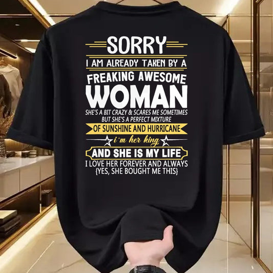Best Wife Shirt, Wife and Husband Unisex T-Shirt/Hoodie/Sweatshirt HLT00 - Mens Sorry I'm Already Taken by a Freaking Awesome Girl T-Shirt