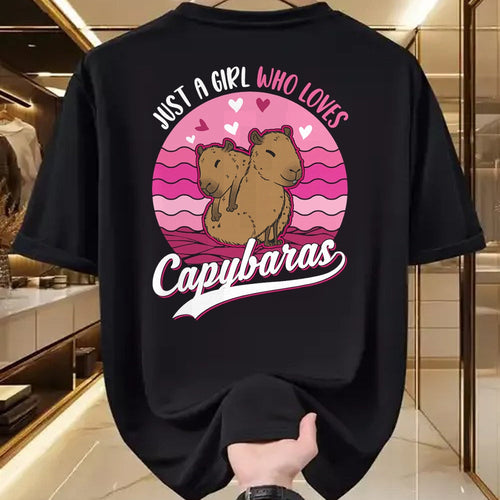 Cute Capybara Shirt, Funny Capybara Unisex T-Shirt/Hoodie/Sweatshirt HLT00 - Just a Girl who Loves Capybaras T-Shirt (7)