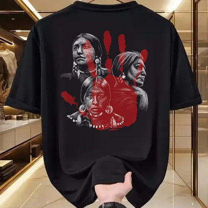 Native American T-Shirts, Vintage Native American Unisex T-Shirt/Hoodie/Sweatshirt HLT00 - Native American Indigenous Red Hand Indian Blood Themed (4)