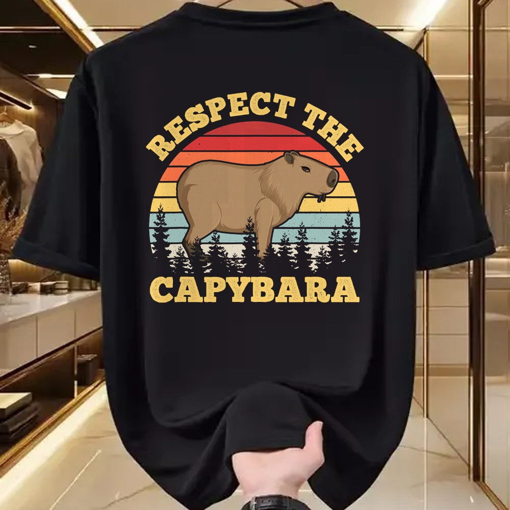 Cute Capybara Shirt, Funny Capybara Unisex T-Shirt/Hoodie/Sweatshirt HLT00 - Respect The Capybara Funny Capibara Rodent Animal Lover T-Shirt