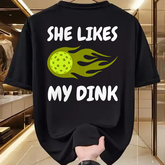 Funny Pickleball Shirt, Pickleball Lover Unisex T-Shirt/Hoodie/Sweatshirt HLT00 - She Likes My Dink Pickleball Couple Matching T-Shirt