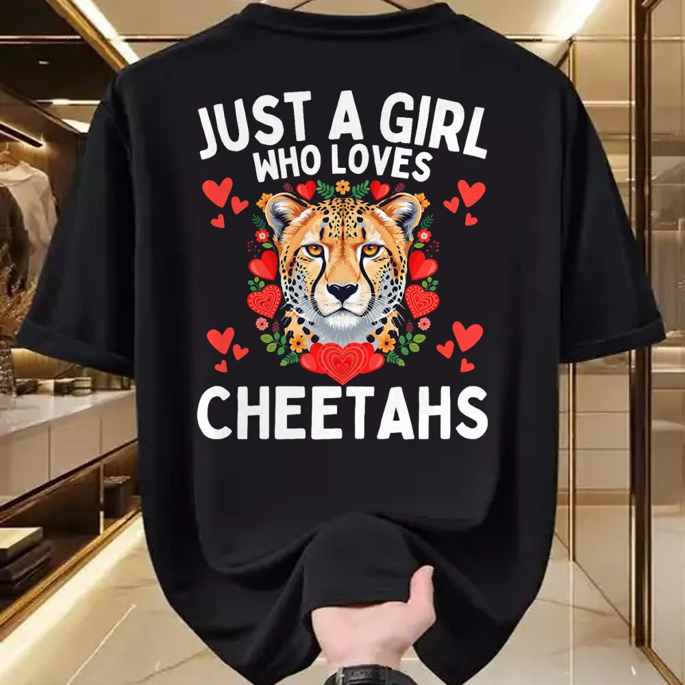 Cat Love Shirt, Funny Cat Lover Gift UnisexT-Shirt/Hoodie/Sweatshirt HLT00 - Just A Girl Who Loves Cheetahs Cute Big Cat Wildlife Lovers T-Shirt