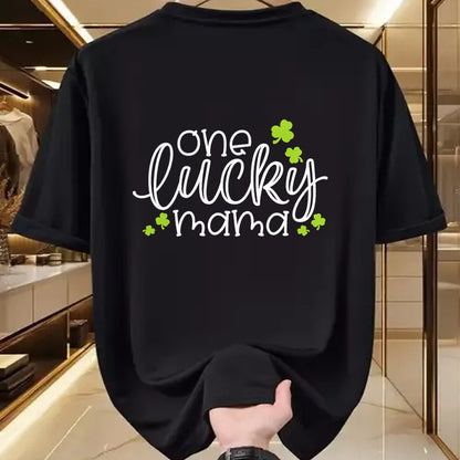 Gift for Mom Shirt, Funny Mom Unisex T-Shirt/Hoodie/Sweatshirt HLT00 - One Lucky Mama Mother Mom St. Patrick's Day Long Sleeve T-Shirt