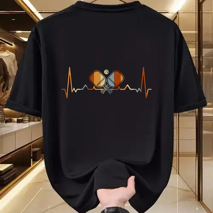 Funny Pickleball Shirt, Pickleball Lover Unisex T-Shirt/Hoodie/Sweatshirt HLT00 - Pickleball Lovers Heartbeat in Retro Colors - Pickleball T-Shirt