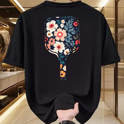 Funny Pickleball Shirt, Pickleball Lover Unisex T-Shirt/Hoodie/Sweatshirt HLT00 - Pickle Ball Paddle Flowers Pickleball Racket Women Girls Kid T-Shirt