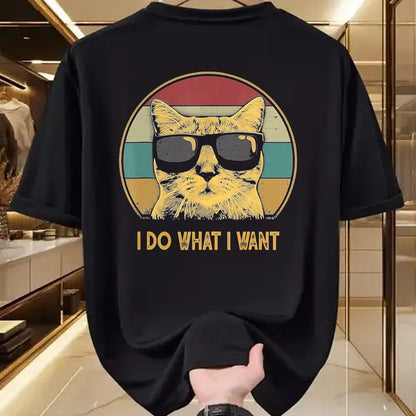 Cat Love Shirt, Funny Cat Lover Gift UnisexT-Shirt/Hoodie/Sweatshirt HLT00 - Retro Ich Mache was ich Want, cat Funny cat Lover T-Shirt, Men, Black, 3X-Large