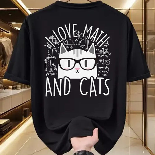 Cat Love Shirt, Funny Cat Lover Gift UnisexT-Shirt/Hoodie/Sweatshirt HLT00 - I Love Math and Cats Cute Kitty Cat Feline Lover Gift T-Shirt Small