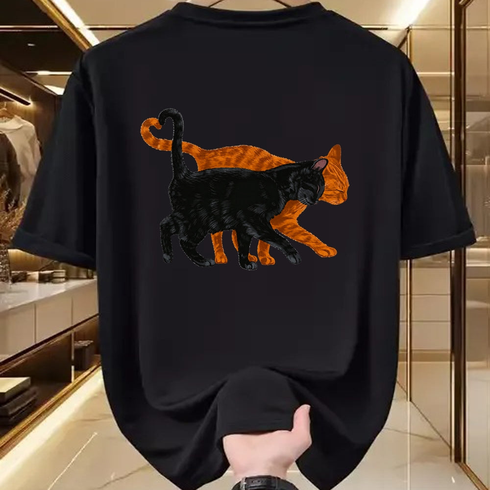 Cat Love Shirt, Funny Cat Lover Gift UnisexT-Shirt/Hoodie/Sweatshirt HLT00 - Black Cat Orange Cat Heart Tail Love T-Shirt (1)