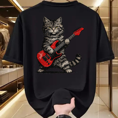Guitar Lover Shirt, Funny Guitar UnisexT-Shirt/Hoodie/Sweatshirt HLT00 - Funny Cat Playing Guitar Rock and Roll Gifts Men Women Kids T-Shirt (5)