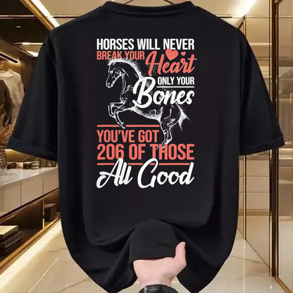 Best Horse Lover Shirt , Funny Horse UnisexT-Shirt/Hoodie/Sweatshirt HLT00 - Horse Rider - Horses Will Never Break Your Heart - Horse T-Shirt, Men, Black, 3X-Large