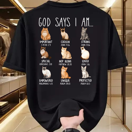 Cat Love Shirt, Funny Cat Lover Gift UnisexT-Shirt/Hoodie/Sweatshirt HLT00 - God Says I Am Cat Lover Bible Verses Christian Scripture Cat T-Shirt
