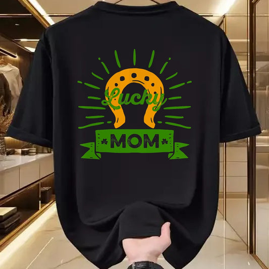 Gift for Mom Shirt, Funny Mom Unisex T-Shirt/Hoodie/Sweatshirt HLT00 - Lucky Mom St. Patricks Day Saint Paddy Horseshoe Shamrock T-Shirt