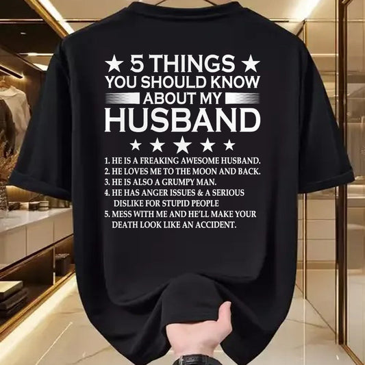 Best Husband Shirt, Wife and Husband Unisex T-Shirt/Hoodie/Sweatshirt HLT00 - 5 Things You Should Know About My Husband Marriage T-Shirt (1)