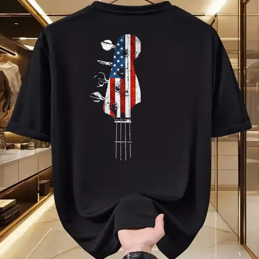 Guitar Lover Shirt, Funny Guitar UnisexT-Shirt/Hoodie/Sweatshirt HLT00 - Bass Guitar Headstock USA Flag for Bassist and Bass Player T-Shirt, Men_s Big and Tall, Black, 2X Ta