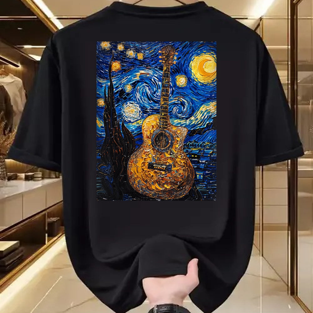 Guitar Lover Shirt, Funny Guitar UnisexT-Shirt/Hoodie/Sweatshirt HLT00 - Acoustic Guitar Van Gogh Starry Night T-Shirt