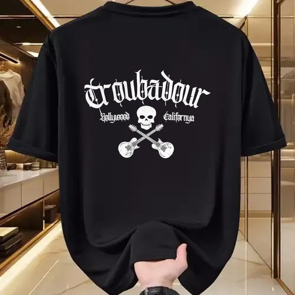 Guitar Lover Shirt, Funny Guitar UnisexT-Shirt/Hoodie/Sweatshirt HLT00 - Vintage Skull Troubadour Guitar Rock Music Tee T-Shirt