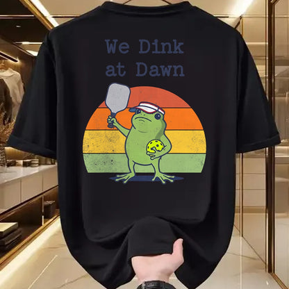 Funny Pickleball Shirt, Pickleball Lover Unisex T-Shirt/Hoodie/Sweatshirt HLT00 - We Dink at Dawn Funny Pickleball Frog Player T-Shirt