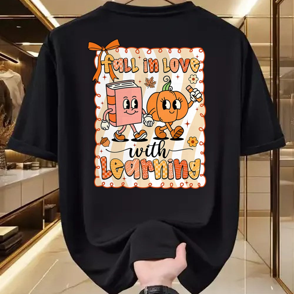 Best Thanksgiving Family Shirt , Funny Thanksgiving UnisexT-Shirt/Hoodie/Sweatshirt HLT00 - Pumpkin Teacher Preppy Fall in Love with Learning Autumn T-Shirt