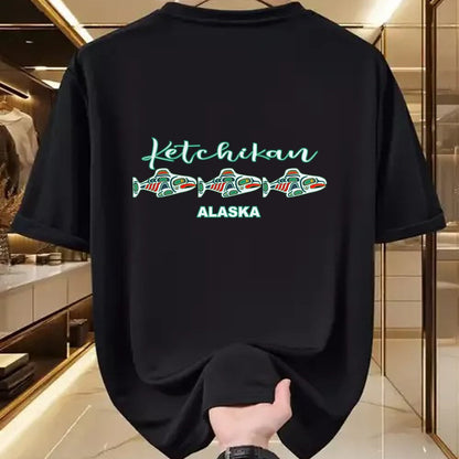 Native American T-Shirts, Vintage Native American Unisex T-Shirt/Hoodie/Sweatshirt HLT00 - Ketchikan Alaska Native Art Salmon Fishing Capital Souvenir