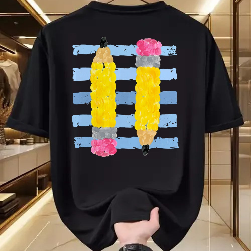 Best Teacher Shirt, Funny Teacher UnisexT-Shirt/Hoodie/Sweatshirt HLT00 - Pencil Stripes Fall Teacher Students Back to School T-Shirt