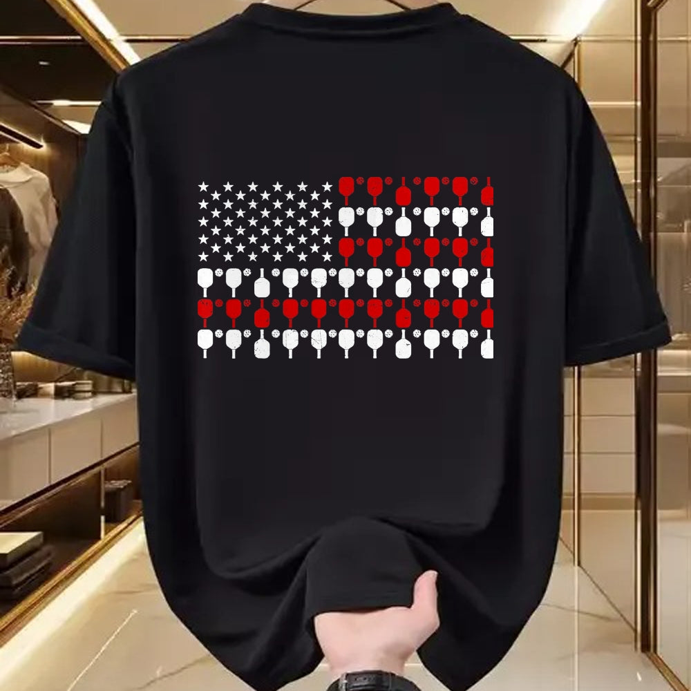 Funny Pickleball Shirt, Pickleball Lover Unisex T-Shirt/Hoodie/Sweatshirt HLT00 - Vintage USA Flag Pickleball Lovers Paddles Pickleball Player T-Shirt, Men, Black, 3X-Large