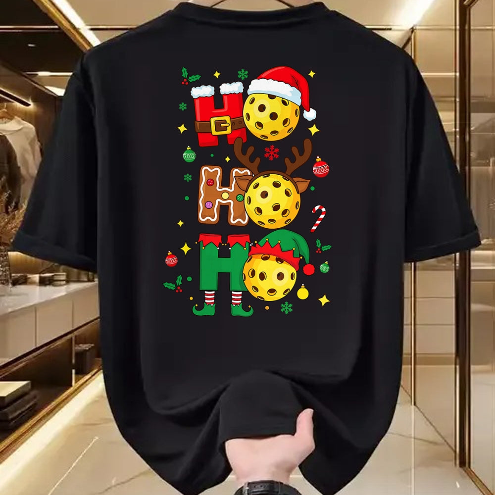 Funny Pickleball Shirt, Pickleball Lover Unisex T-Shirt/Hoodie/Sweatshirt HLT00 - Ho Ho Ho Pickleball Christmas, Funny Paddle Players Holiday T-Shirt