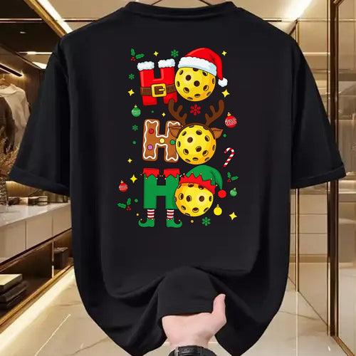 Funny Pickleball Shirt, Pickleball Lover Unisex T-Shirt/Hoodie/Sweatshirt HLT00 - Ho Ho Ho Pickleball Christmas, Funny Paddle Players Holiday T-Shirt