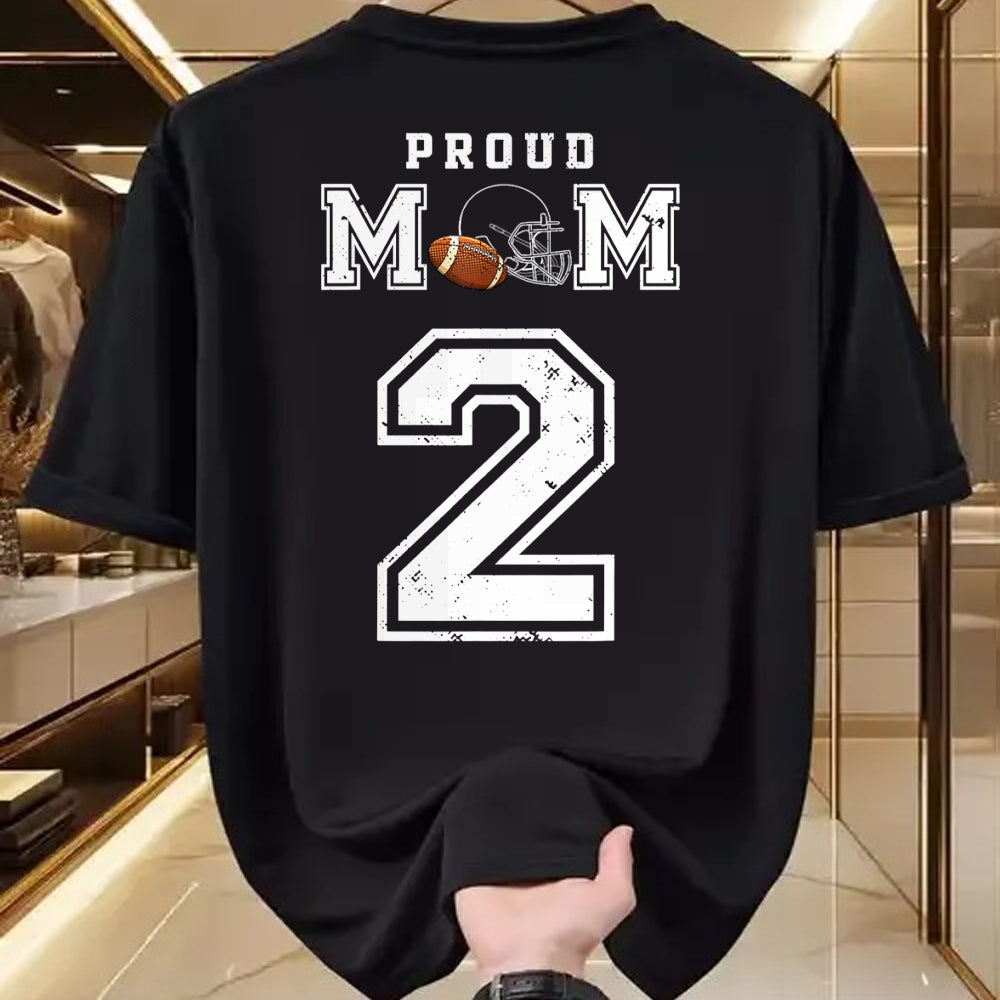 Gift for Mom Shirt, Funny Mom Unisex T-Shirt/Hoodie/Sweatshirt HLT00 - Proud Football Mom Number 2 Personalized Custom For Mom T-Shirt