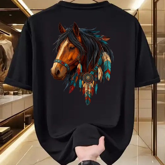Best Horse Lover Shirt , Funny Horse UnisexT-Shirt/Hoodie/Sweatshirt HLT00 - Proud Indian Native American Horse Animal Feather Headdress T-Shirt