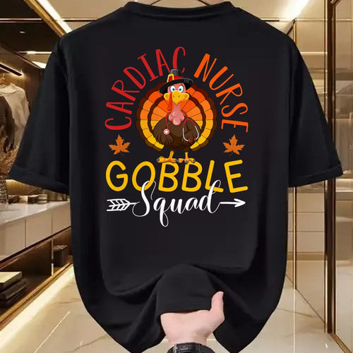 Funny Nurse Shirt, Nurse Unisex T-Shirt/Hoodie/Sweatshirt HLT00 - Cardiac Nurse Gobble Squad Nurse Thanksgiving Turkey Day T-Shirt