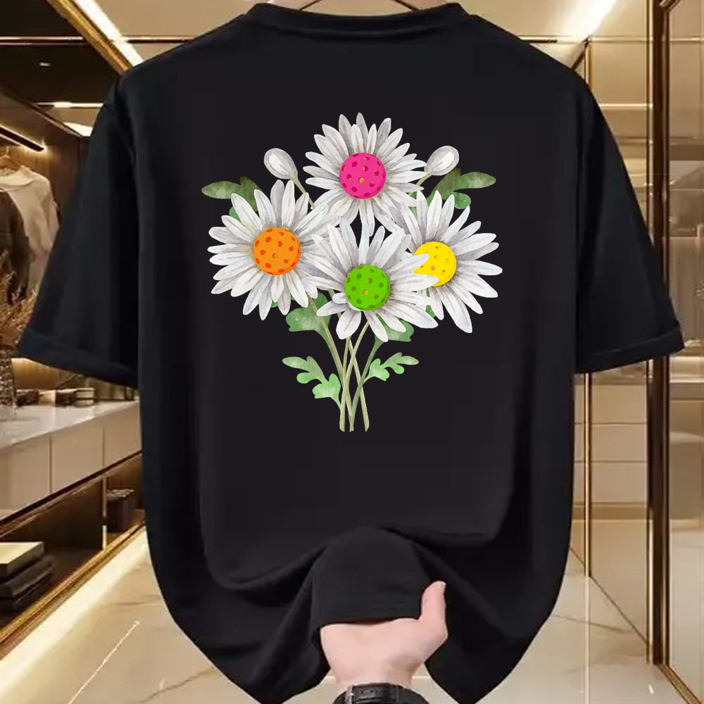 Funny Pickleball Shirt, Pickleball Lover Unisex T-Shirt/Hoodie/Sweatshirt HLT00 - Daisy Pickleball Flower Pickleball Player Paddleball Lover T-Shirt