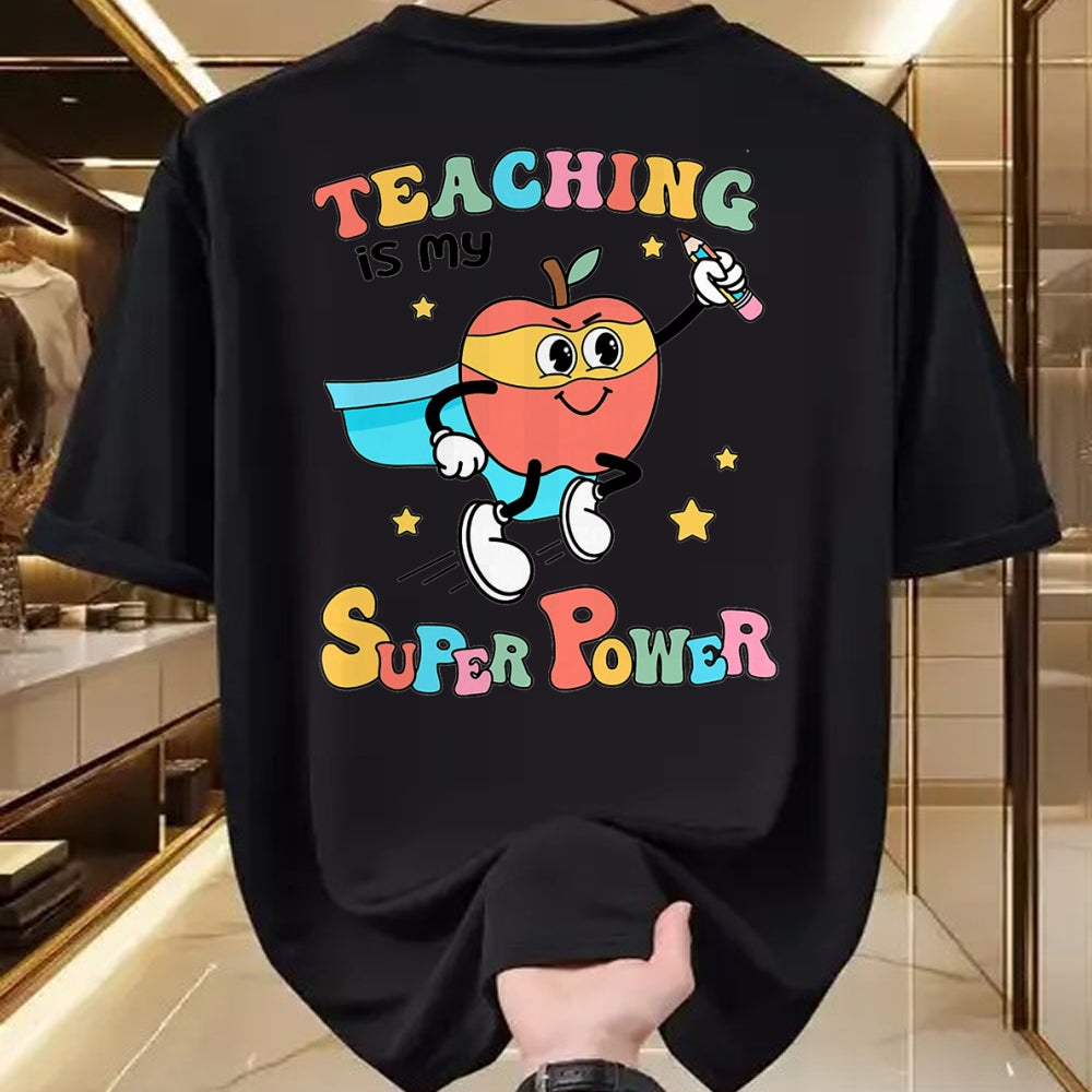 Best Teacher Shirt, Funny Teacher UnisexT-Shirt/Hoodie/Sweatshirt HLT00 - Retro Teaching is My Superpower Apple Teacher Appreciation T-Shirt