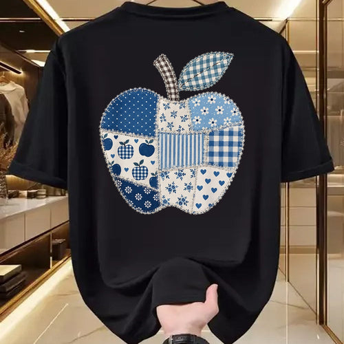 Best Student Shirt, Funny Back To School UnisexT-Shirt/Hoodie/Sweatshirt HLT00 - Blue Patchwork Preppy Apples Back to School Teacher Student T-Shirt