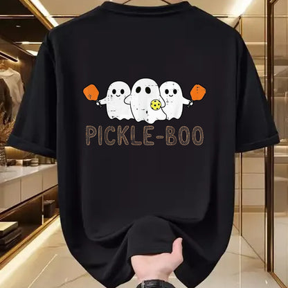 Funny Pickleball Shirt, Pickleball Lover Unisex T-Shirt/Hoodie/Sweatshirt HLT00 - Halloween Pickleball Ghosts Pickle Boo Costume Men Women Kid T-Shirt, Women