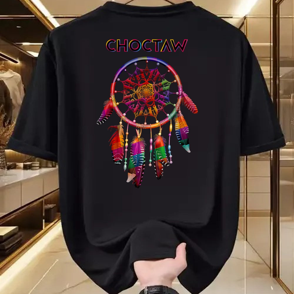Native American T-Shirts, Vintage Native American Unisex T-Shirt/Hoodie/Sweatshirt HLT00 - Choctaw Native American Indian Colorful Dreamcatcher Tribal