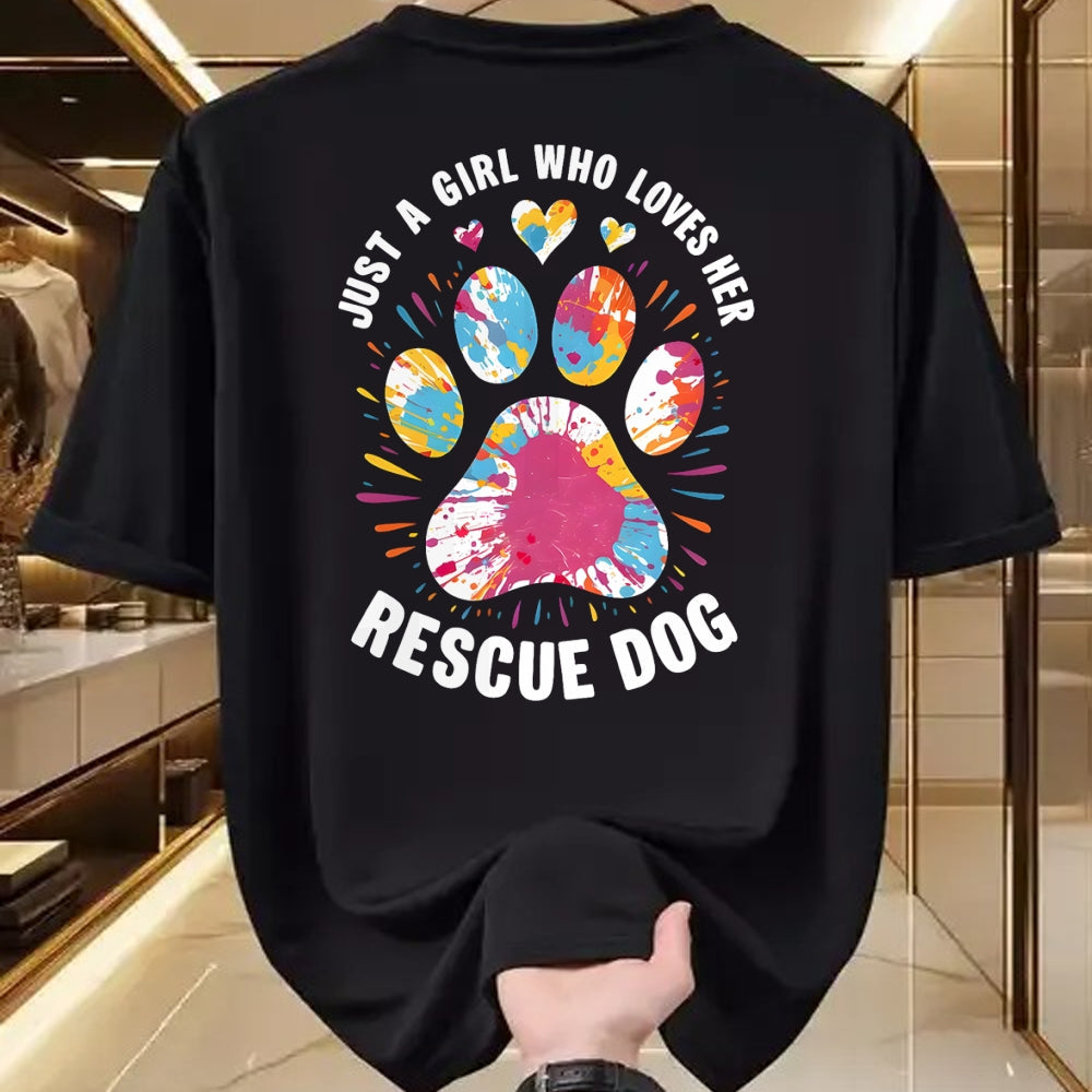 Dog Love Shirt, Dog Lover Gift T-Shirt/Hoodie/Sweatshirt HLT00 - Just a Girl Who Loves Her Rescue Dog Dog Lovers Pet Owners T-Shirt
