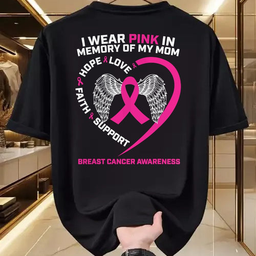 Gift for Mom Shirt, Funny Mom Unisex T-Shirt/Hoodie/Sweatshirt HLT00 - Gift I Wear Pink In Memory Of Mom Breast Cancer Awareness T-Shirt
