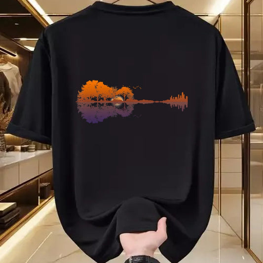 Guitar Lover Shirt, Funny Guitar UnisexT-Shirt/Hoodie/Sweatshirt HLT00 - Guitar Lake Reflections Music and Guitar Lover Guitar T-Shirt Small