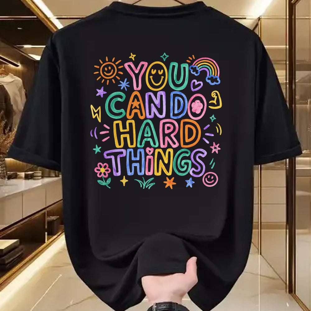 Best Teacher Shirt, Funny Teacher UnisexT-Shirt/Hoodie/Sweatshirt HLT00 - You Can Do Hard Things Doodle Teacher Motivational T-Shirt