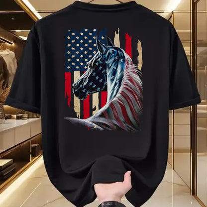 Best Horse Lover Shirt , Funny Horse UnisexT-Shirt/Hoodie/Sweatshirt HLT00 - Patriotic Horse American Flag - Horse Vintage T-Shirt Small
