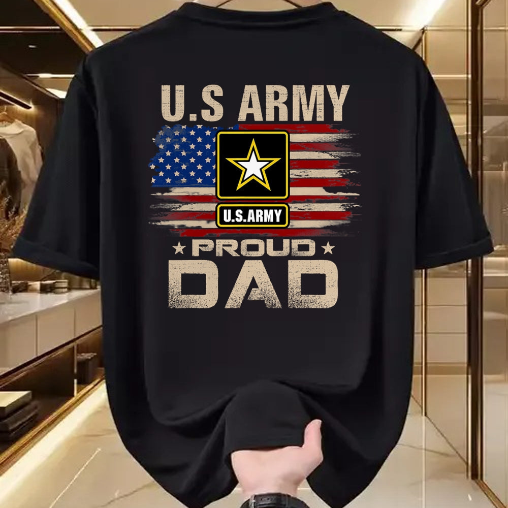 Gift for Dad Shirt, Funny Dad Unisex T-Shirt/Hoodie/Sweatshirt HLT00 – Vintage U.S Army Proud Dad With American Flag T-Shirt