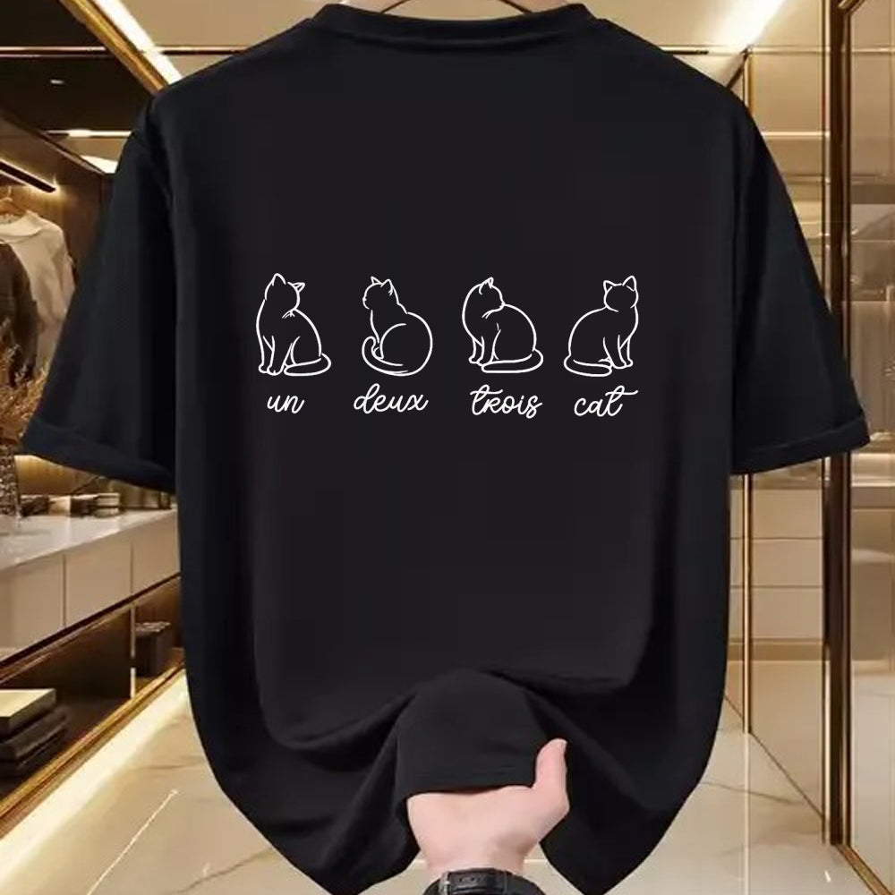 Cat Love Shirt, Funny Cat Lover Gift UnisexT-Shirt/Hoodie/Sweatshirt HLT00 - French Un Deux Trois Cat, Counting, Minimalist, Cat Lover T-Shirt (1)