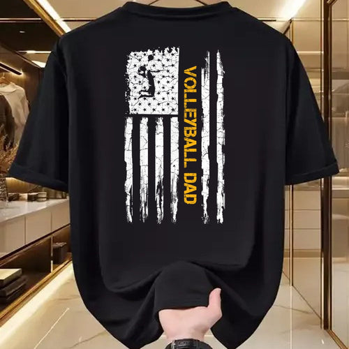 Gift for Dad Shirt, Funny Dad Unisex T-Shirt/Hoodie/Sweatshirt HLT00 – \Vintage USA American Flag Proud Volleyball Dad Silhouette T-Shirt