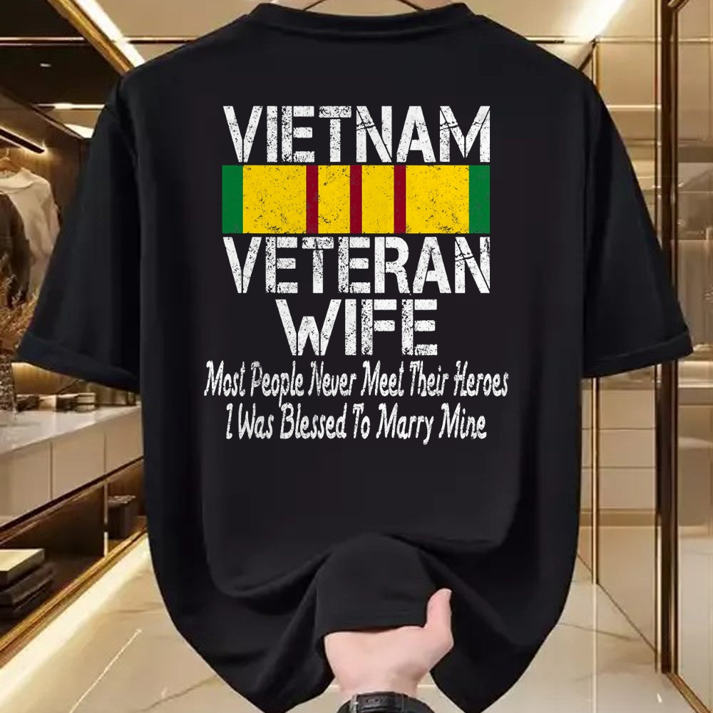 Proud Veteran Shirt, Funny Veteran UnisexT-Shirt/Hoodie/Sweatshirt HLT00 - Vietnam Veteran Wife Military Vet Spouse Retro Look T-Shirt